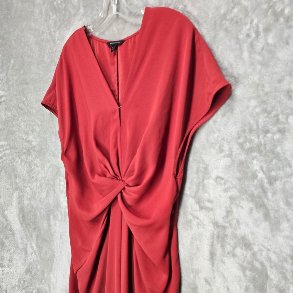 Red Twist-Front V-Neck Dress - Picture 10 of 13